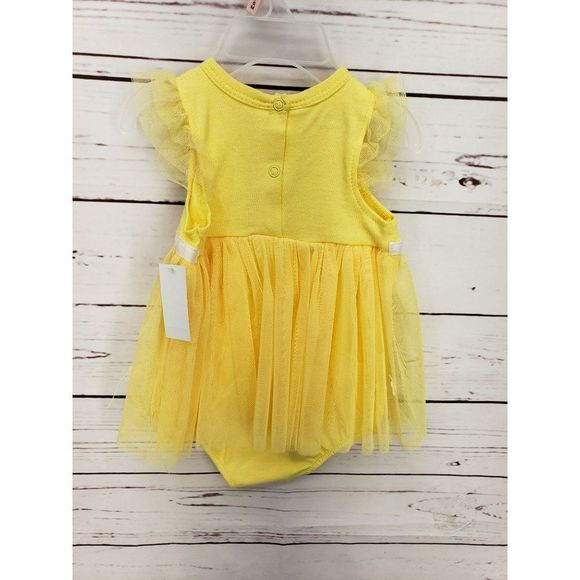 DDG Darling 3-6 month yellow one piece bodysuit dress tutu white‎ flowers - Picture 3 of 6